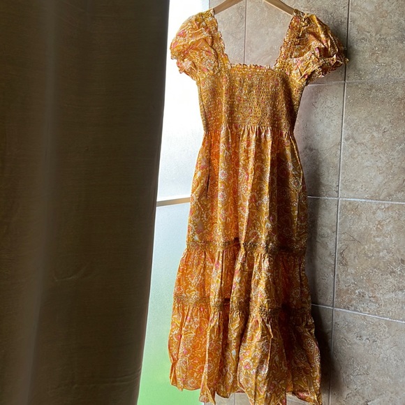 o.p.t. Dresses & Skirts - NWT OPT Daphne Dress — gold paisley, side POCKETS, smocked bodice